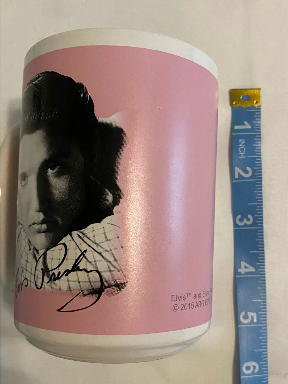 Pink Ceramic Portrait Coffee Mug with Signature Graphic - Unbranded